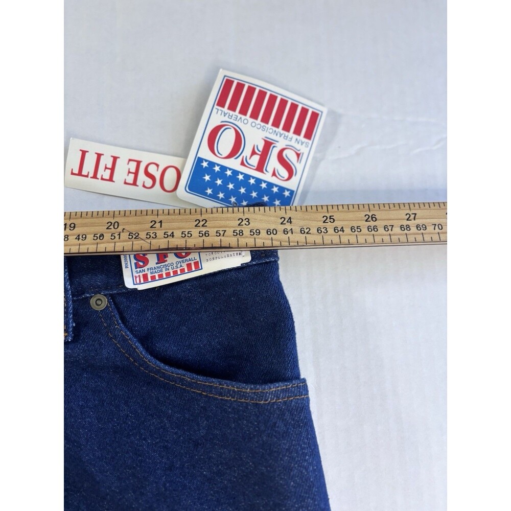 Vintage SFO San Francisco Overall Jeans Made USA NWT W48 L30 Blue - Picture 4 of 13
